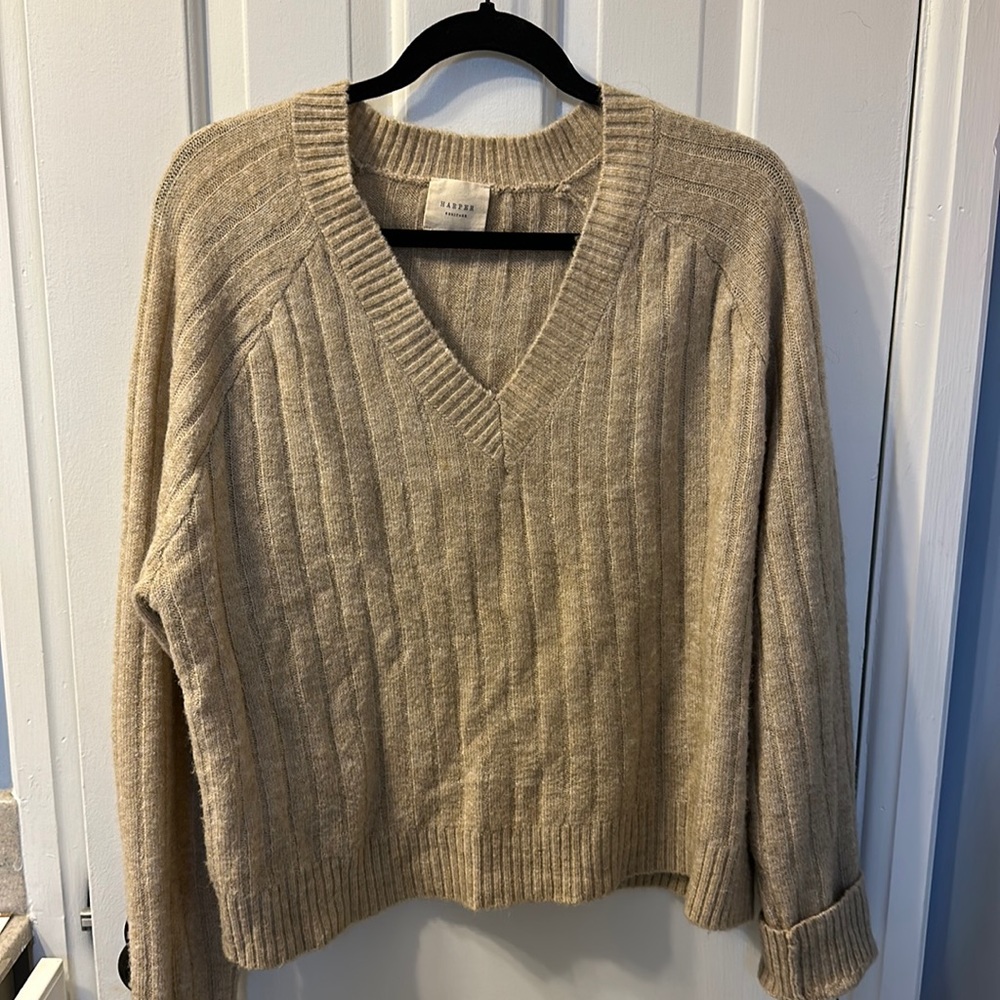 Tan V Neck Sweater